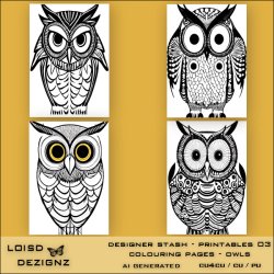 Designer Stash-Printables03 - Owl Colouring Page - cu4cu/cu/pu