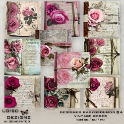 Designer Backgrounds 84 - Vintage Roses - cu4cu/cu/pu