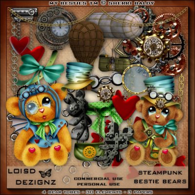 Steampunk Besties Bears - CU/PU