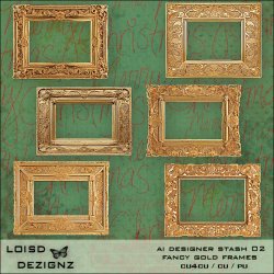 AI Designer Stash 02 - Fancy Gold Frames - CU4CU/CU/P