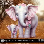AI - CU Elephant Mum & Baby (CU4PU/PNG)