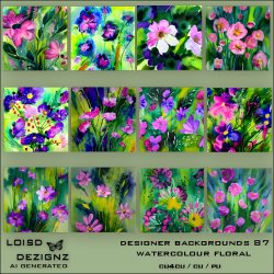 Designer Backgrounds 87 - AI Watercolour Floral - cu4cu/cu/pu