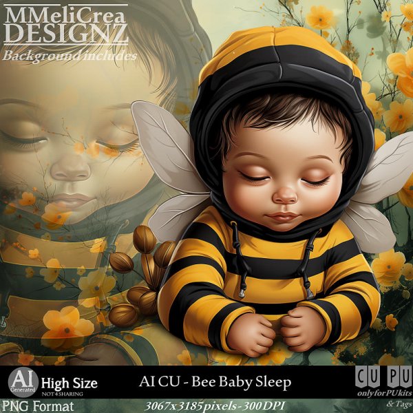 AI - CU Bee Baby Sleep (CU4PU/PNG) - Click Image to Close