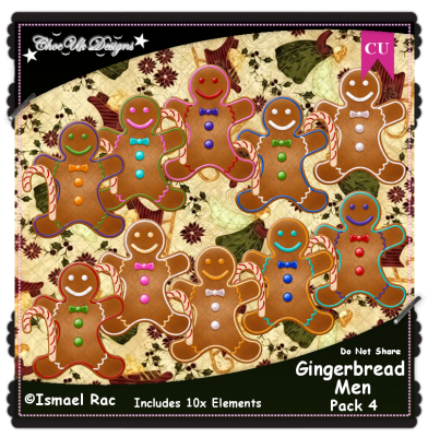 Gingerbread Men Elements CU/PU Pack 4