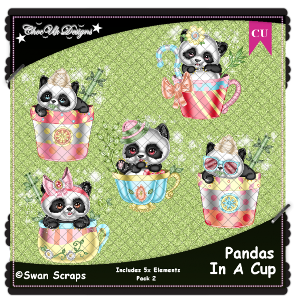 Pandas In A Cup Elements CU/PU Pack 2 - Click Image to Close