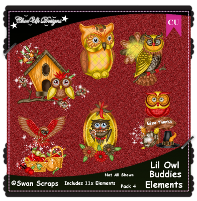 Lil Owl Buddies Elements CU/PU Pack 4