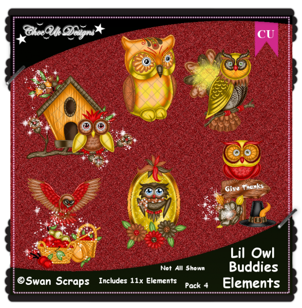 Lil Owl Buddies Elements CU/PU Pack 4 - Click Image to Close