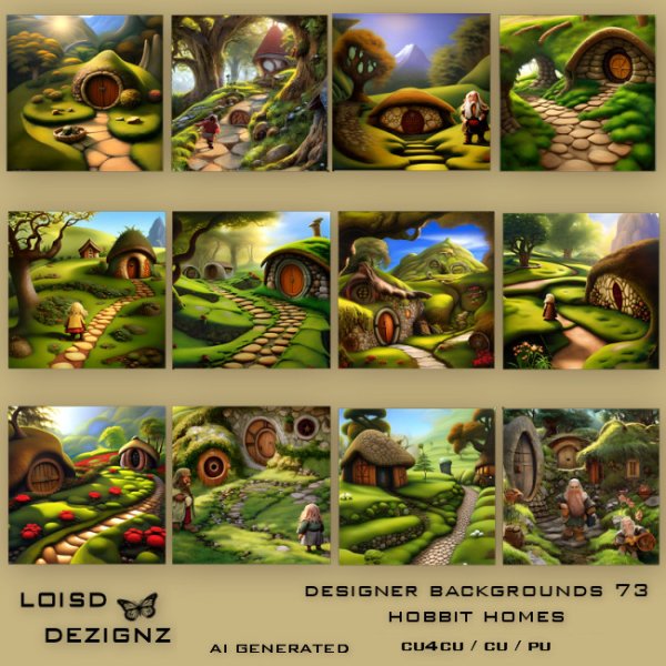 Designer Backgrounds 73 - Hobbit Homes - cu4cu/cu/pu - Click Image to Close
