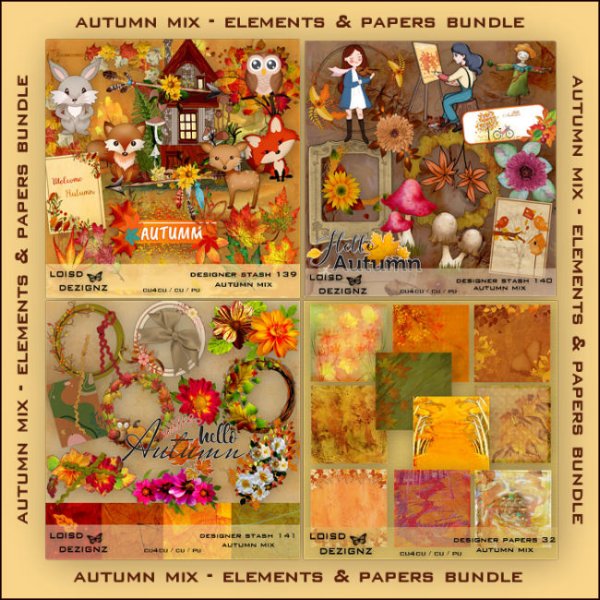 Autumn Mix Element and Paper Bundle - cu4cu / cu / pu - Click Image to Close