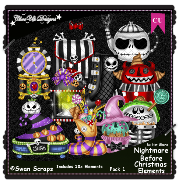 Nightmare Before Christmas Elements CU/PU Pack 1 - Click Image to Close