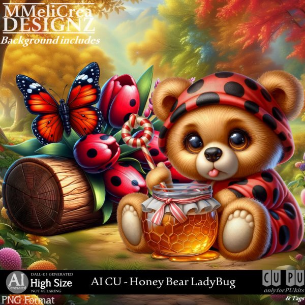 AI - CU Honey Bear LadyBug (CU4PU/PNG) - Click Image to Close