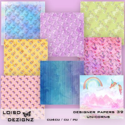 Designer Backgrounds/Papers 39 - Unicorns - cu4cu/cu/pu