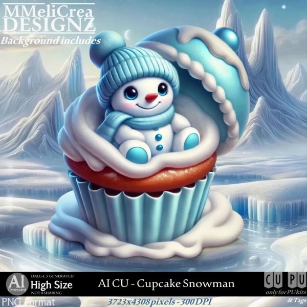 AI - CU Cupcake Snowman (CU4PU/PNG) - Click Image to Close