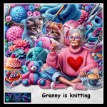 Granny is knitting