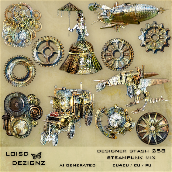 Designer Stash 258 - Steampunk Mix - cu4cu/cu/pu - Click Image to Close