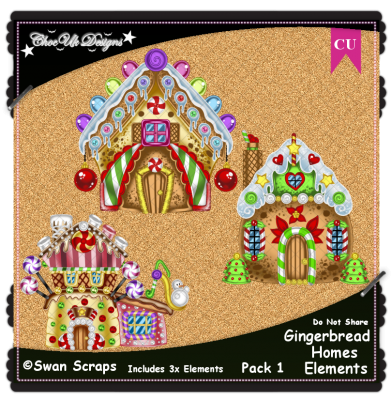 Gingerbread Homes Elements CU/PU Pack 1