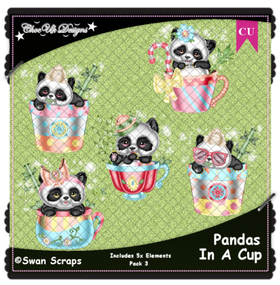 Pandas In A Cup Elements CU/PU Pack 3