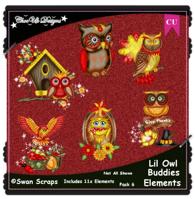 Lil Owl Buddies Elements CU/PU Pack 6