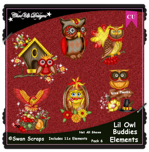 Lil Owl Buddies Elements CU/PU Pack 6 - Click Image to Close