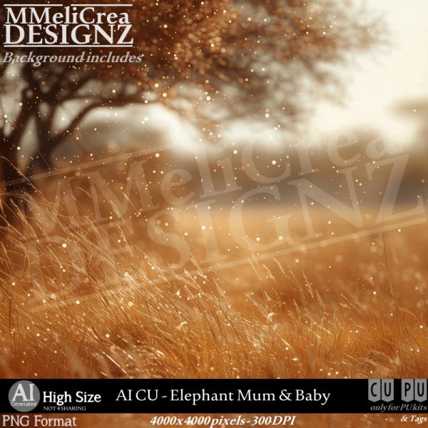 AI - CU Elephant Mum & Baby (CU4PU/PNG) - Click Image to Close