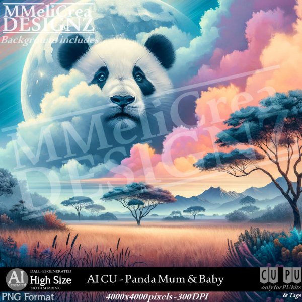 AI - CU Panda Mum & Baby (CU4PU/PNG) - Click Image to Close