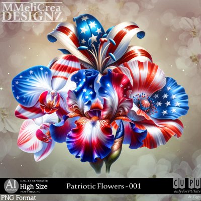 AI - Patriotic Flowers - CU001 (CU4PU/PNG/PACK)