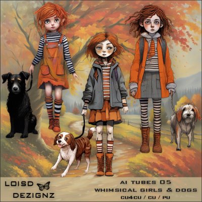 AI Tubes 05 - Whimsical Girls & Dogs - cu4cu/cu/pu