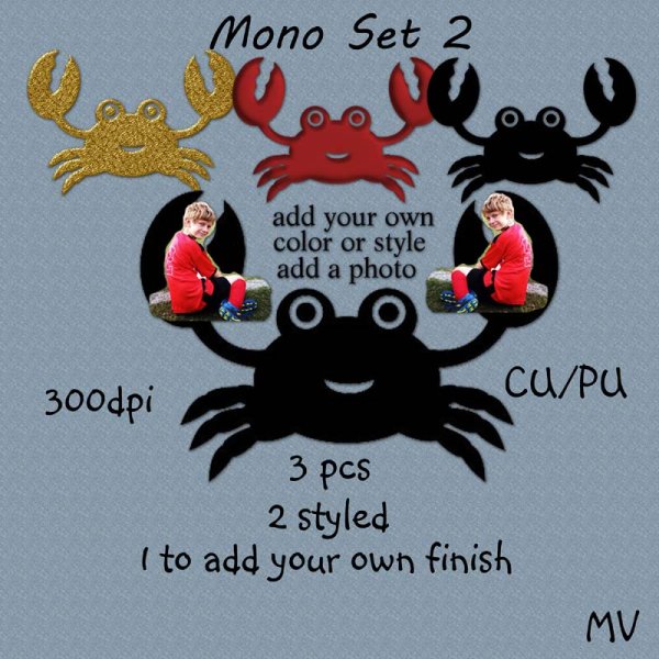 Crab Mono set 2 - Click Image to Close