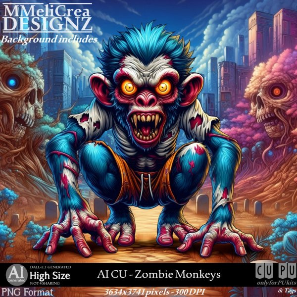 AI - CU Zombie Monkeys (CU4PU / PNG) - Click Image to Close