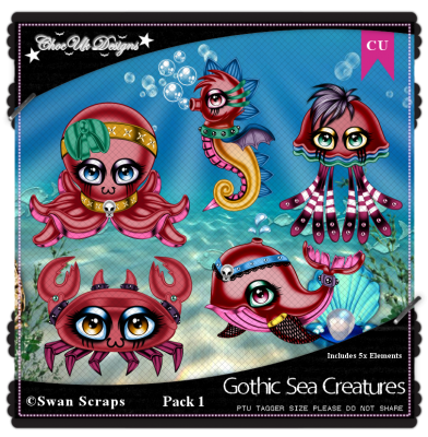 Gothic Sea Creatures CU/PU Pack 1