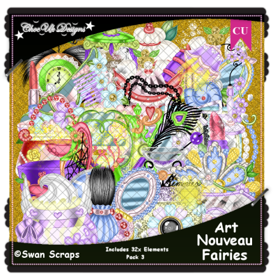 Art Nouveau Fairies Elements CU/PU Pack 3