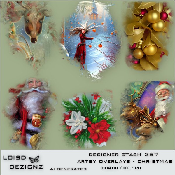 Designer Stash 257 - Artsy Overlays - Christmas - cu4cu/cu/pu - Click Image to Close