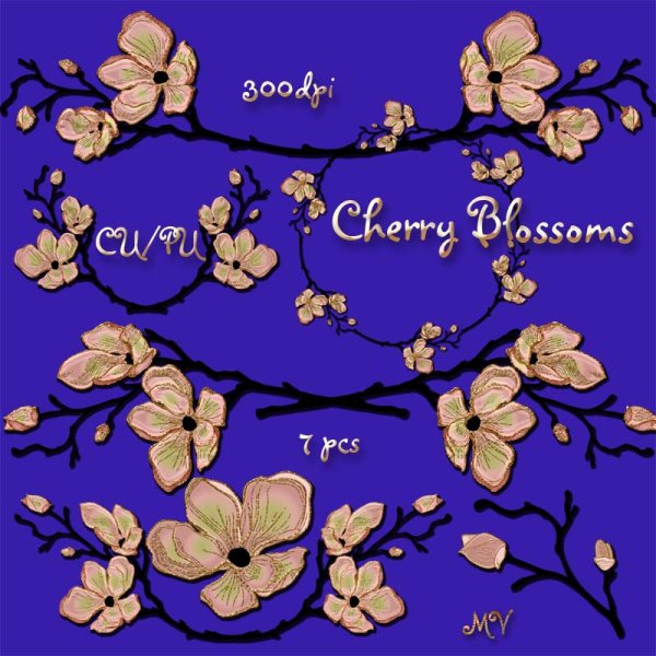 Cherrie Blossoms element pack - Click Image to Close