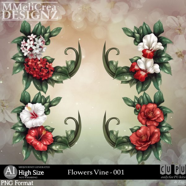 AI - Flowers Vine - CU001 (CU4PU/PNG/PACK) - Click Image to Close