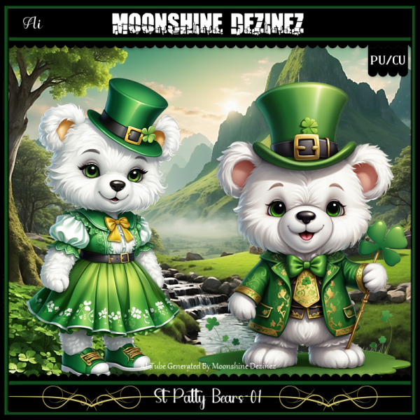 Ai-CU/PU St Patty Bears-01 - Click Image to Close