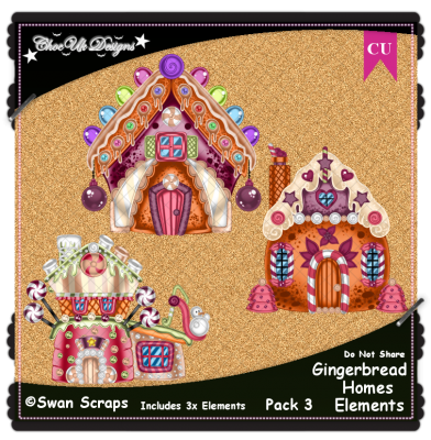 Gingerbread Homes Elements CU/PU Pack 3