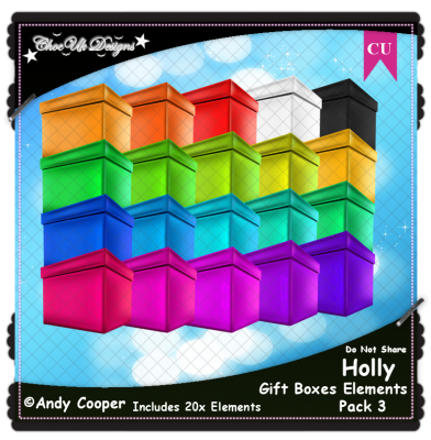 Holly Gift Boxes Elements CU/PU Pack 3