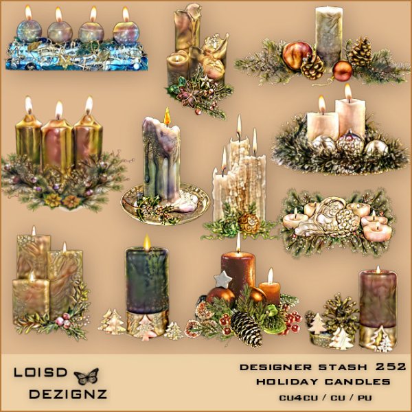 Designer Stash 252 - Holiday Candles - cu4cu/cu/pu - Click Image to Close