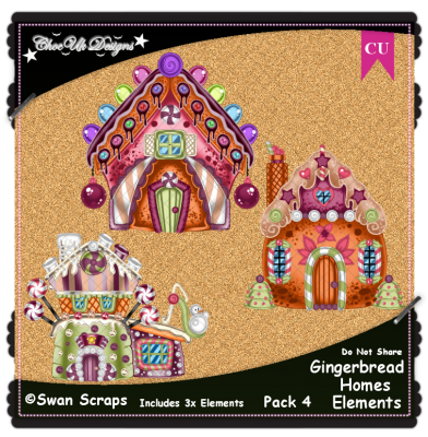 Gingerbread Homes Elements CU/PU Pack 4