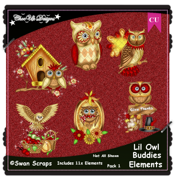 Lil Owl Buddies Elements CU/PU Pack 1 - Click Image to Close