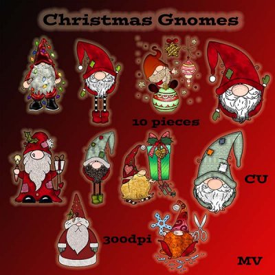 Christmas Gnomes element pack