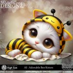 AI - CU4CU - Adorable Bee Kitten (CU4CU/PNG)