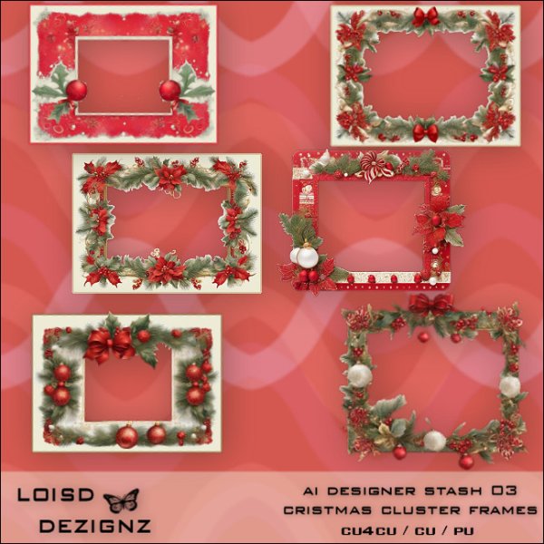 AI Designer Stash 03 - Christmas Cluster Frames - CU4CU/CU/PU - Click Image to Close