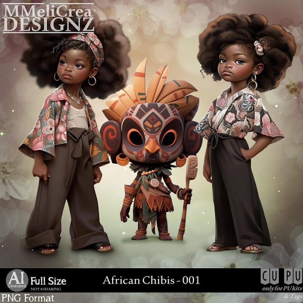 AI - African Chibis - CU001 (CU4PU/PNG) - Click Image to Close