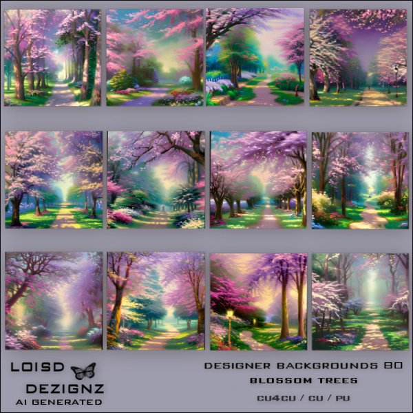 Designer Backgrounds 80 - Blossom Trees - cu4cu/cu/pu - Click Image to Close