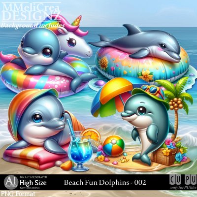 AI - Beach Fun Dolphins - CU002 (CU4PU/PNG)