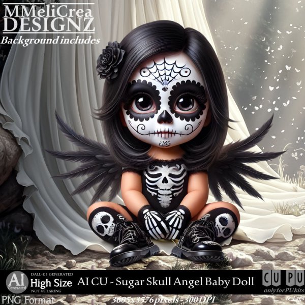 AI - CU Sugar Skull Angel Baby Doll (CU4PU/PNG) - Click Image to Close