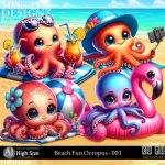 AI - Beach Fun Octopus - CU001 (CU4PU/PNG)
