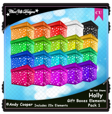 Holly Gift Boxes Elements CU/PU Pack 1