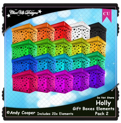 Holly Gift Boxes Elements CU/PU Pack 2